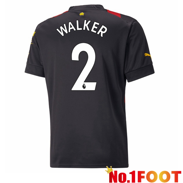 Manchester City (Kyle Walker 2) Soccer Jersey Away Red Black 2022/2023