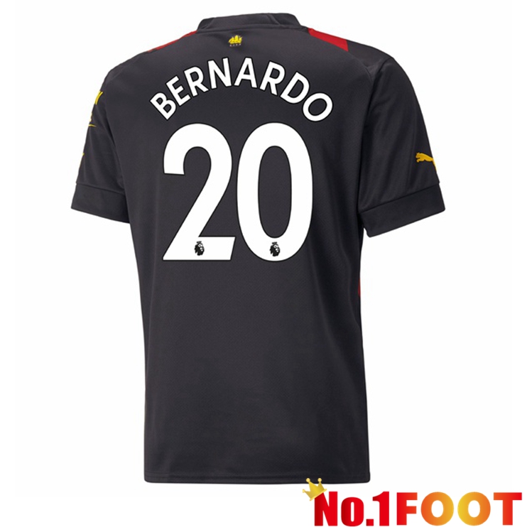 Manchester City (Bernardo Silva 20) Soccer Jersey Away Red Black 2022/2023