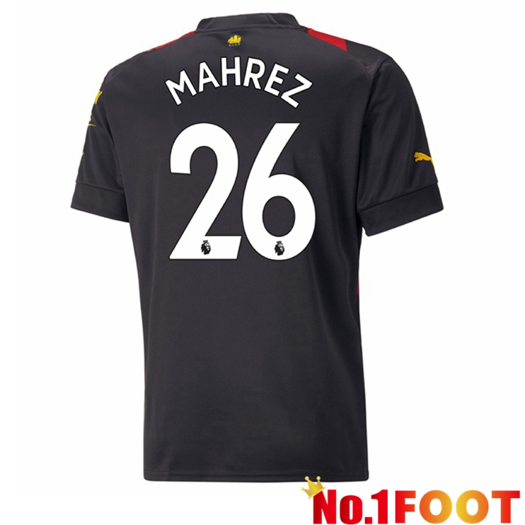 Manchester City (Riyad Mahrez 26) Soccer Jersey Away Red Black 2022/2023