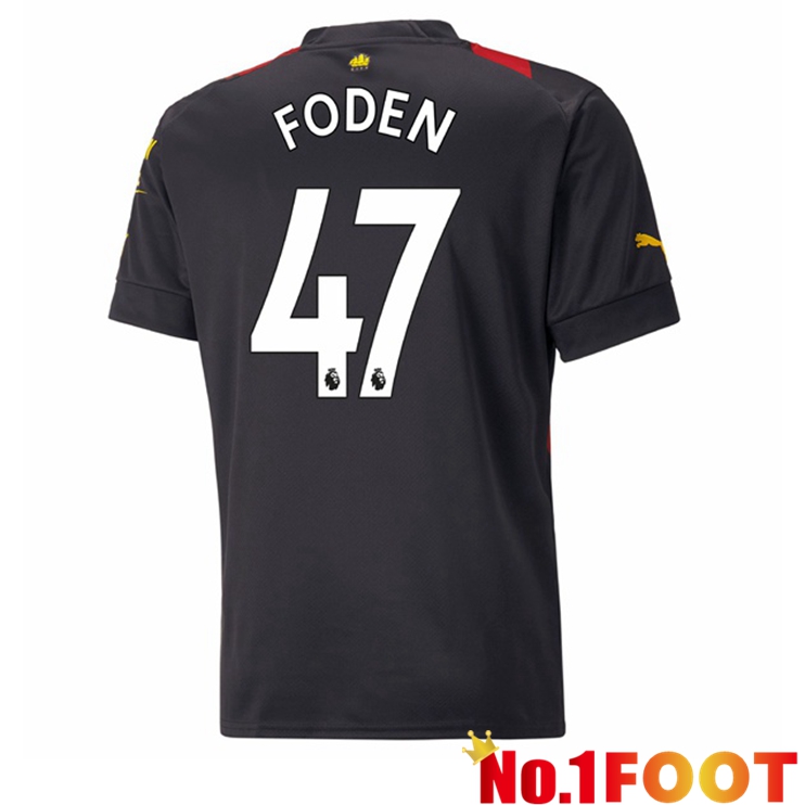 Manchester City (Phil Foden 47) Soccer Jersey Away Red Black 2022/2023