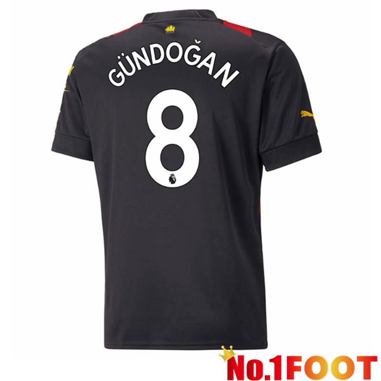 Manchester City (Ilkay Gündogan 8) Soccer Jersey Away Red Black 2022/2023