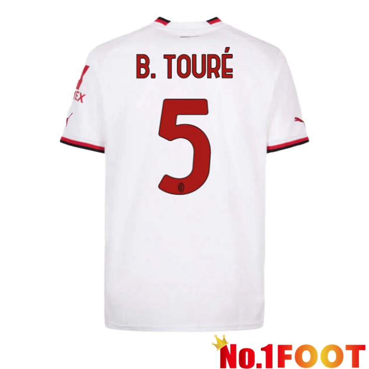 AC Milan (B. TOURÉ 5) Soccer Jersey Away White 2022/2023