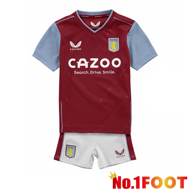 Aston Villa Kids Soccer Jersey Home Red 2022/2023