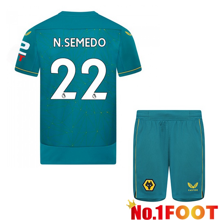 Wolves (N. SEMEDO 22) Kids Soccer Jersey Away Blue 2022/2023