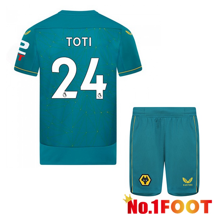 Wolves (TOTI 24) Kids Soccer Jersey Away Blue 2022/2023