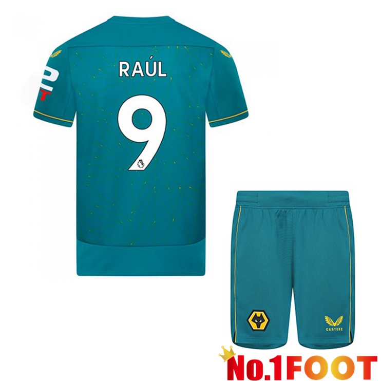 Wolves (RAUL 9) Kids Soccer Jersey Away Blue 2022/2023