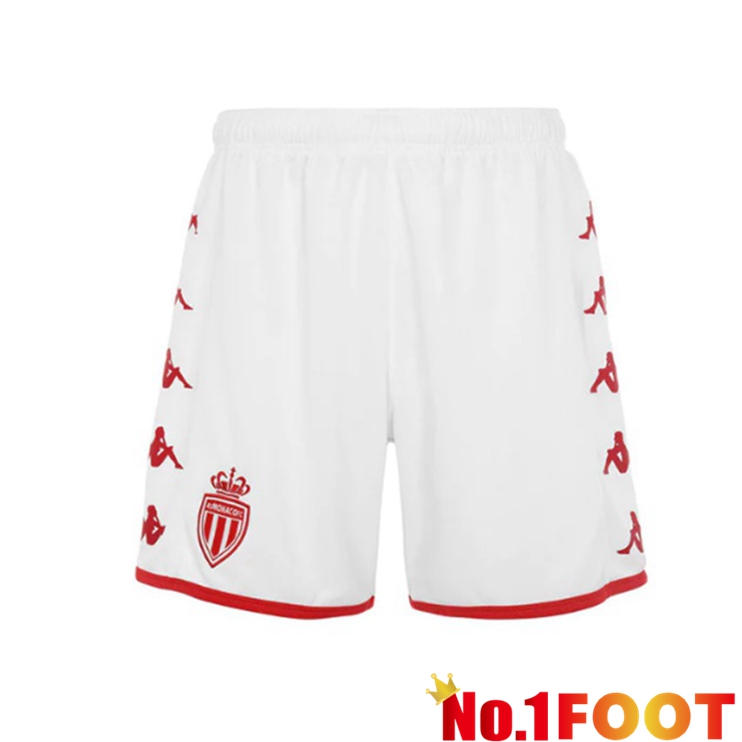 AS Monaco Soccer Shorts Home Red White 2022/2023 - Click Image to Close