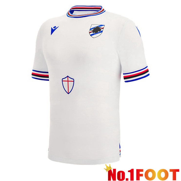 UC Sampdoria Soccer Jersey Away White 2022/2023 - Click Image to Close