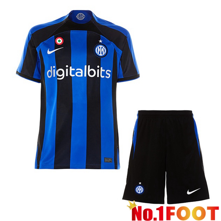 Inter Milan Kids Soccer Jersey Home Black Blue 2022/2023