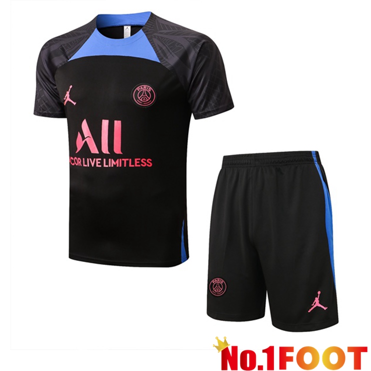 Paris PSG Training T Shirt + Shorts Black 2022/2023