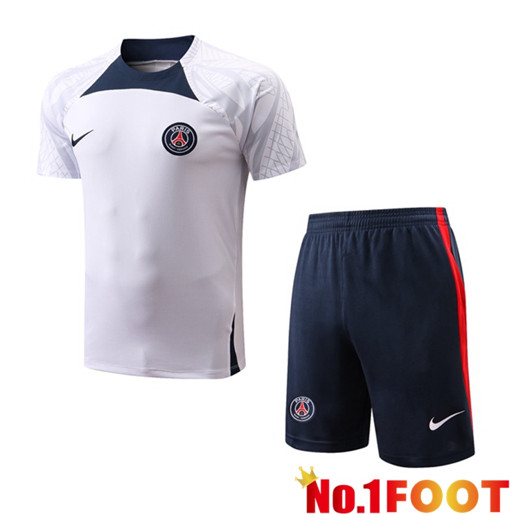 Paris PSG Training T Shirt + Shorts White 2022/2023