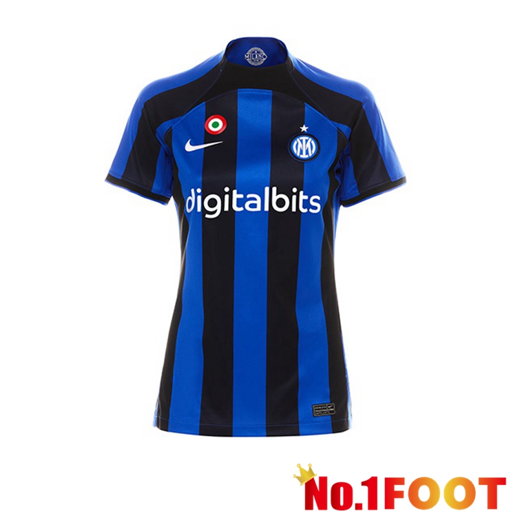 Inter Milan Womens Soccer Jersey Home Black Blue 2022/2023