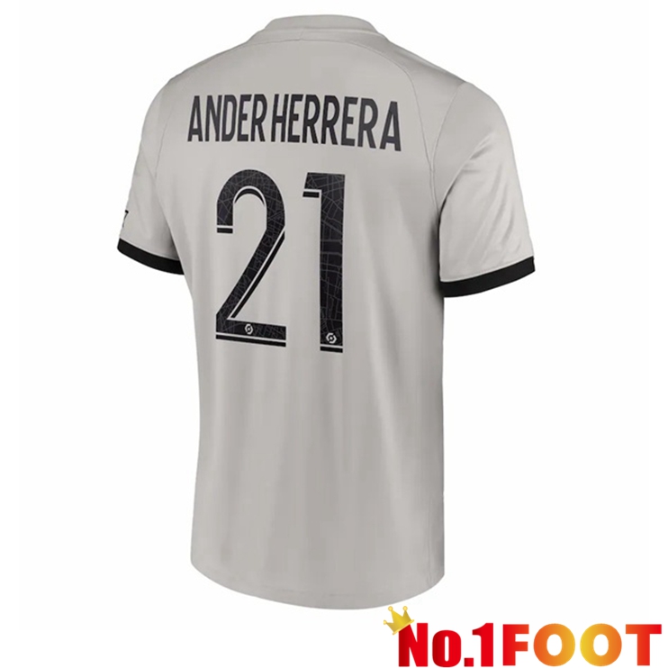 Paris PSG (Ander Herrera 21) Soccer Jersey Away Grey 2022/2023