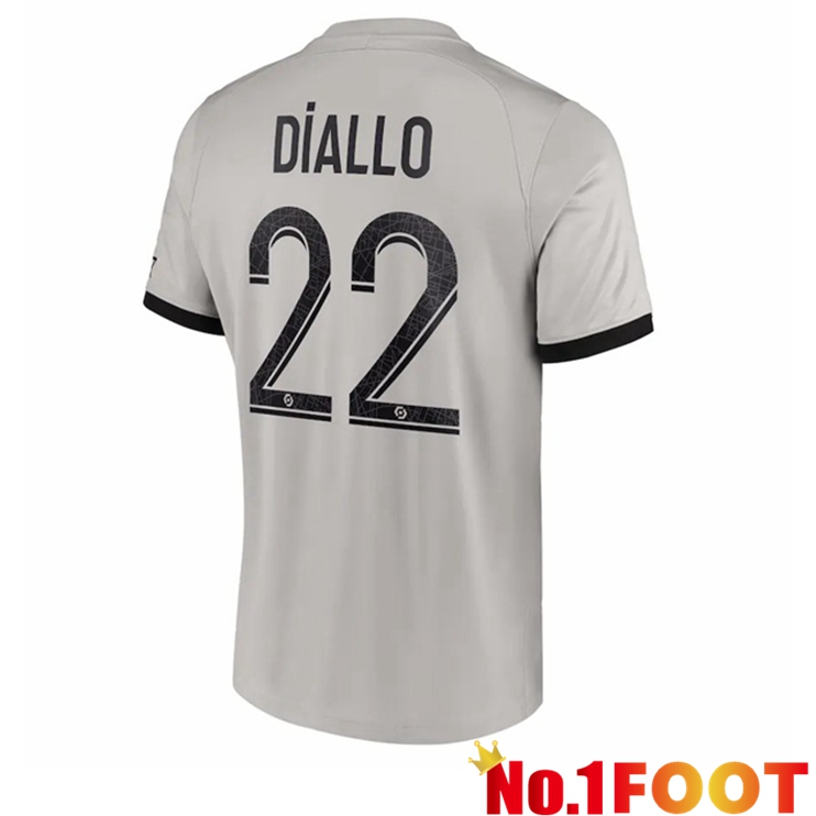 Paris PSG (Diallo 22) Soccer Jersey Away Grey 2022/2023