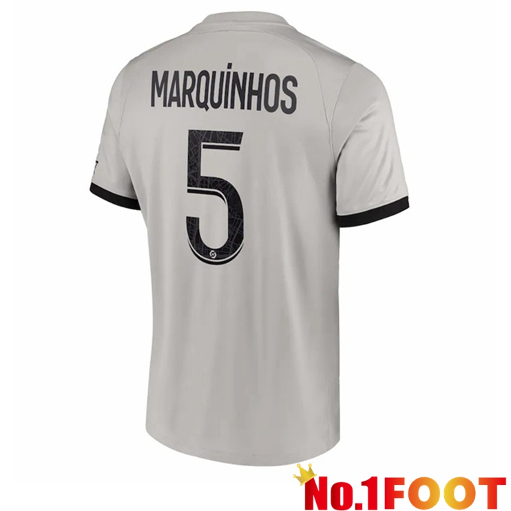 Paris PSG (Marquinhos 5) Soccer Jersey Away Grey 2022/2023