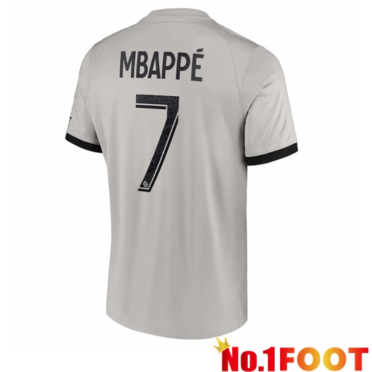 Paris PSG (Mbappé 7) Soccer Jersey Away Grey 2022/2023