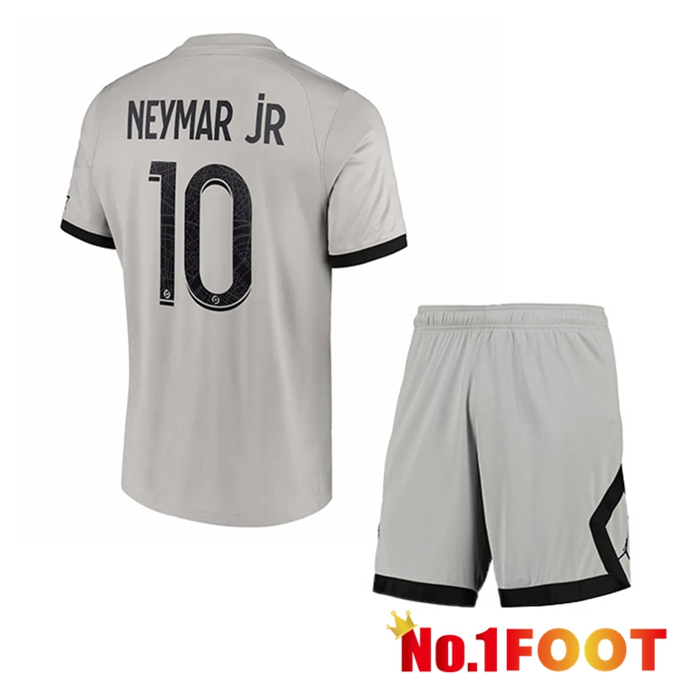 Paris PSG (Neymar Jr 10) Kids Soccer Jersey Away Grey 2022/2023