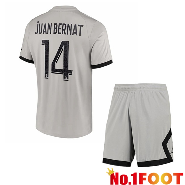 Paris PSG (Juan Bernat 14) Kids Soccer Jersey Away Grey 2022/2023