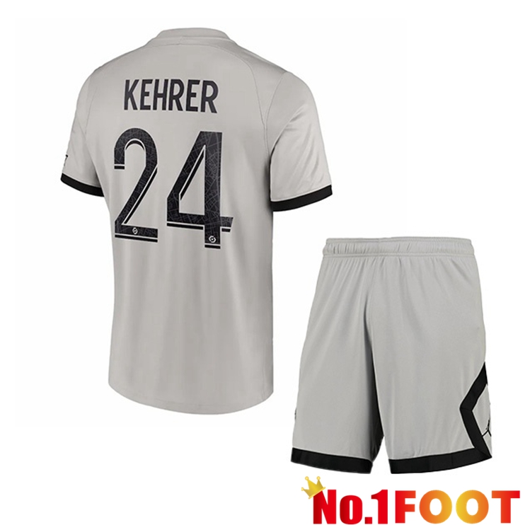 Paris PSG (Kehrer 24) Kids Soccer Jersey Away Grey 2022/2023