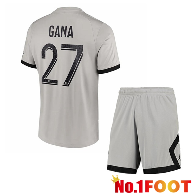 Paris PSG (Gana 27) Kids Soccer Jersey Away Grey 2022/2023