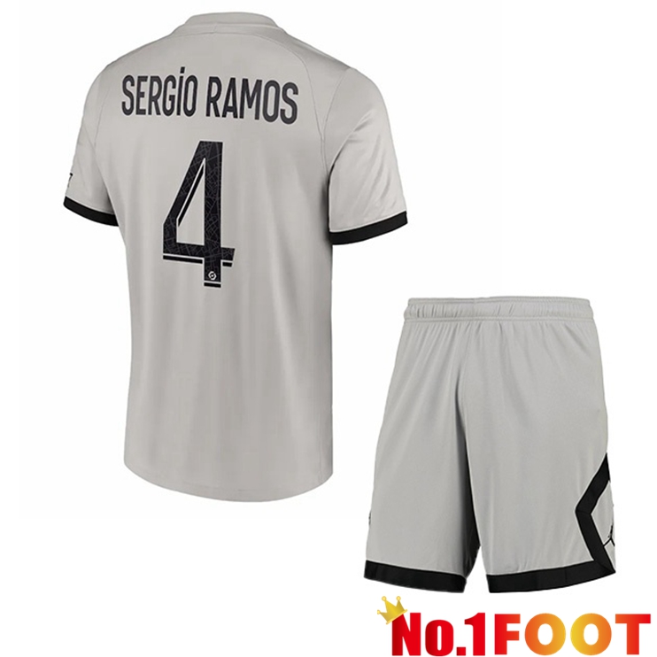 Paris PSG (Sergio Ramos 4) Kids Soccer Jersey Away Grey 2022/2023