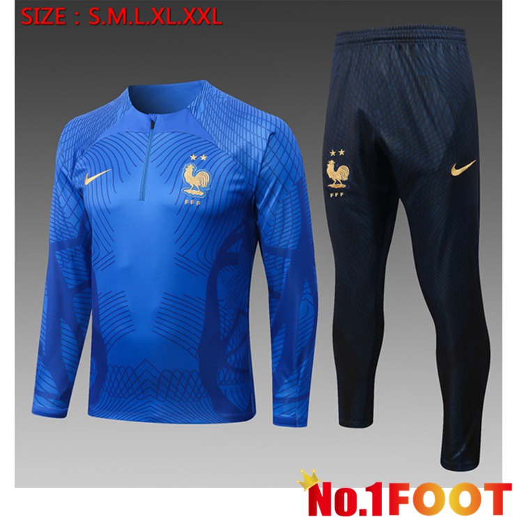 France Kids Training Tracksuit Suit Blue 2022/2023