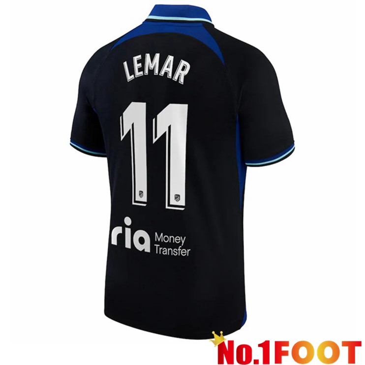 Atletico Madrid (Lemar 11) Soccer Jersey Away Black 2022/2023