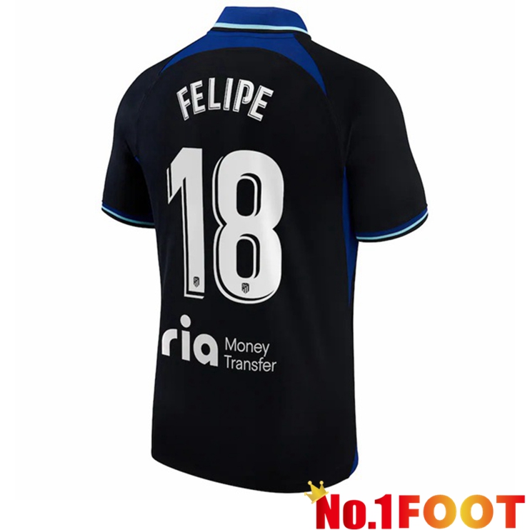 Atletico Madrid (Felipe 18) Soccer Jersey Away Black 2022/2023