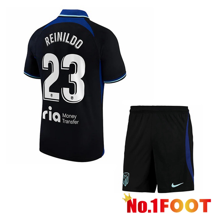 Atletico Madrid (Reinildo 23) Kids Soccer Jersey Away Black 2022/2023