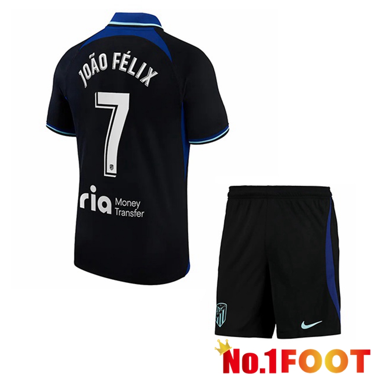 Atletico Madrid (João Félix 7) Kids Soccer Jersey Away Black 2022/2023