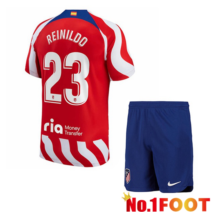 Atletico Madrid (Reinildo 23) Kids Soccer Jersey Home Red 2022/2023