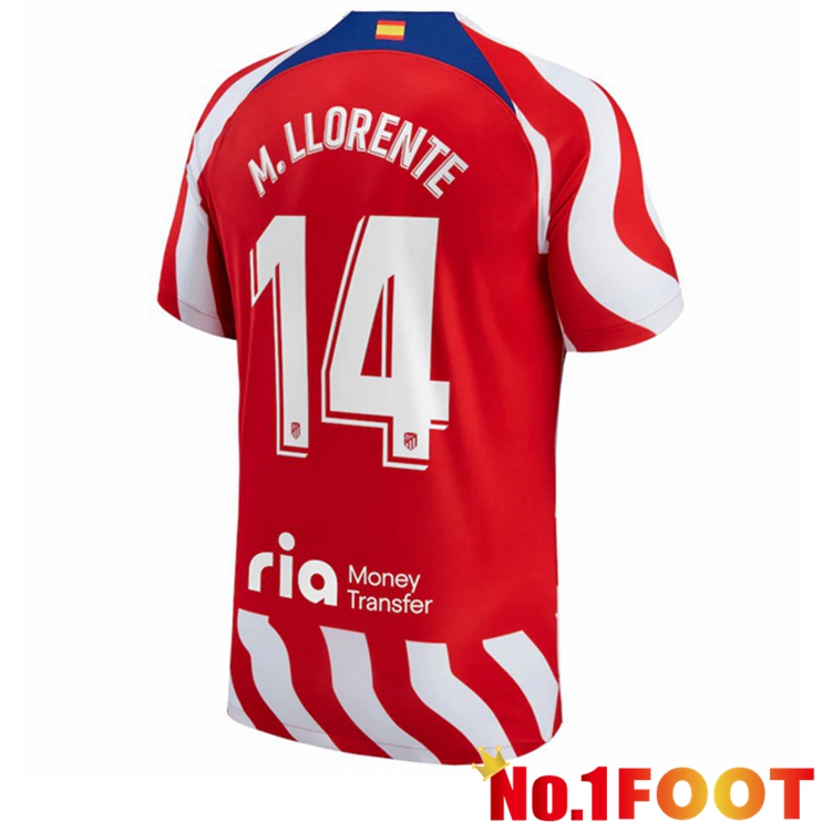 Atletico Madrid (M. Llorente 14) Soccer Jersey Home Red 2022/2023