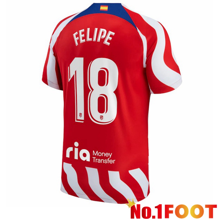 Atletico Madrid (Felipe 18) Soccer Jersey Home Red 2022/2023