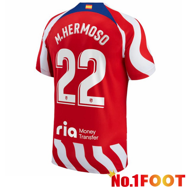 Atletico Madrid (M.Hermoso 22) Soccer Jersey Home Red 2022/2023