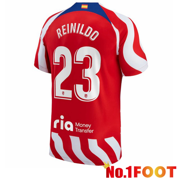 Atletico Madrid (Reinildo 23) Soccer Jersey Home Red 2022/2023