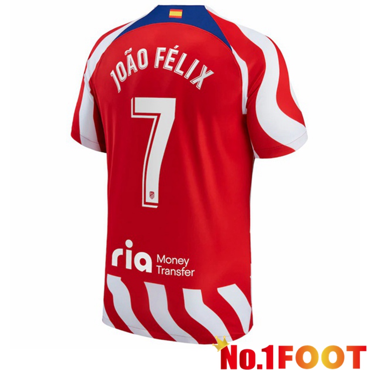 Atletico Madrid (João Félix 7) Soccer Jersey Home Red 2022/2023