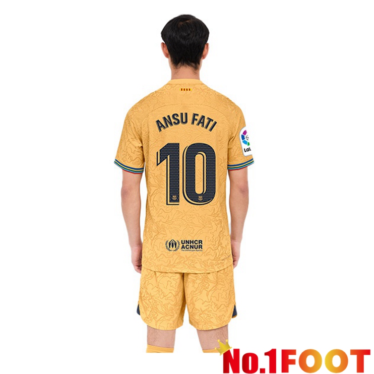 FC Barcelona (Ansu Fati 10) Soccer Jersey Away Yellow 2022/2023