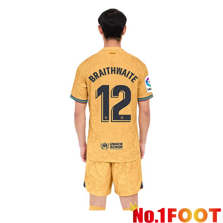 FC Barcelona (Martin Braithwaite 12) Soccer Jersey Away Yellow 2022/2023