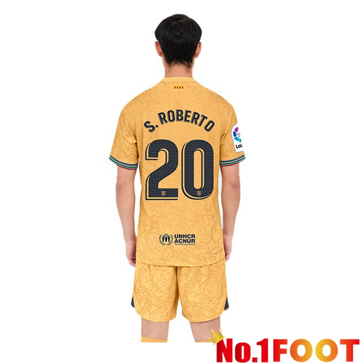 FC Barcelona (Sergi Roberto 20) Soccer Jersey Away Yellow 2022/2023