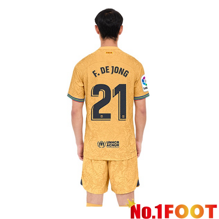 FC Barcelona (Frenkie de Jong 21) Soccer Jersey Away Yellow 2022/2023