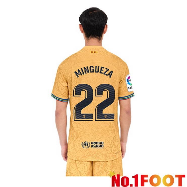 FC Barcelona (Mingueza 22) Soccer Jersey Away Yellow 2022/2023