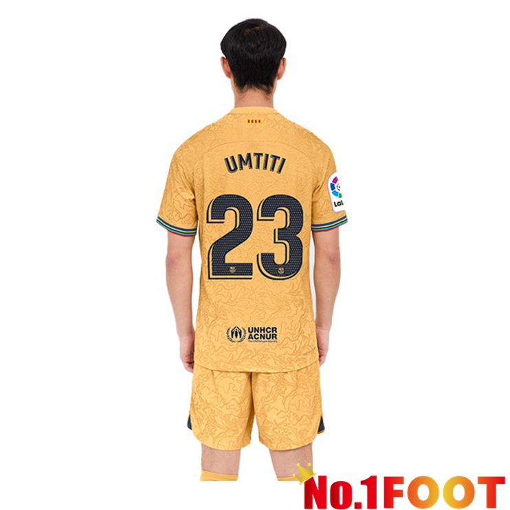 FC Barcelona (Umtiti 23) Soccer Jersey Away Yellow 2022/2023