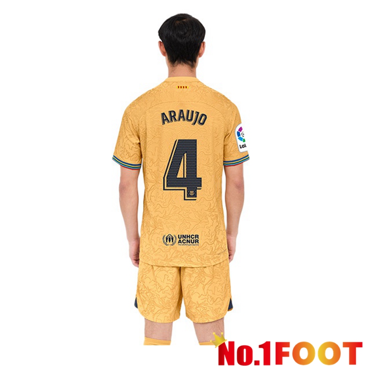 FC Barcelona (R. Araujo 4) Soccer Jersey Away Yellow 2022/2023