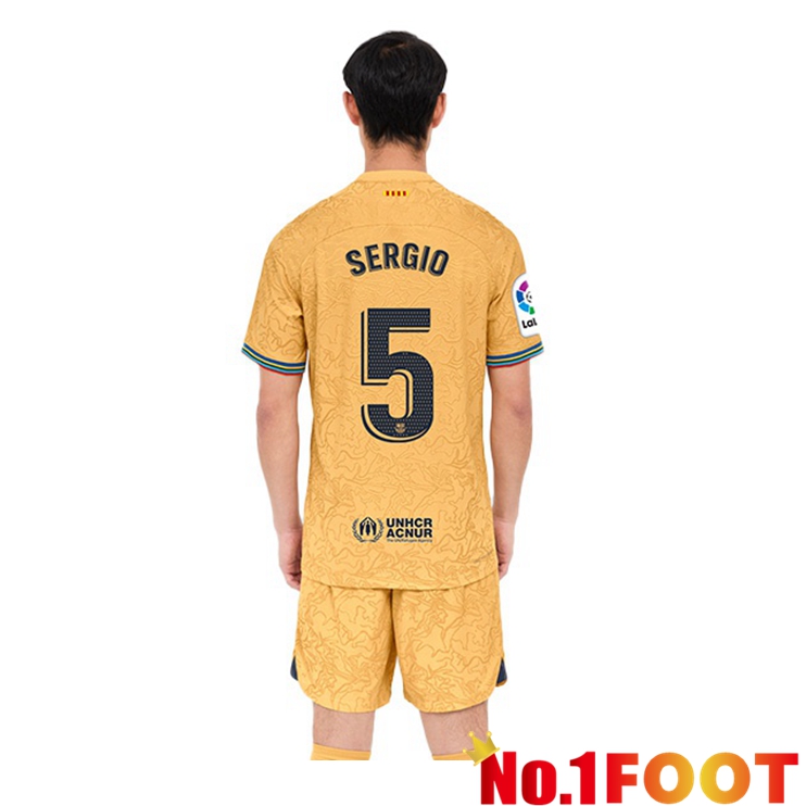 FC Barcelona (Sergio 5) Soccer Jersey Away Yellow 2022/2023