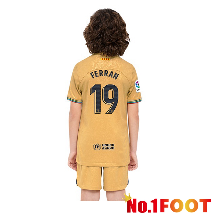 FC Barcelona (Ferran 19) Kids Soccer Jersey Away Yellow 2022/2023