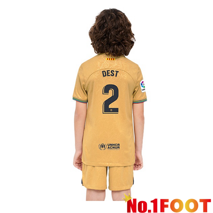 FC Barcelona (Dest 2) Kids Soccer Jersey Away Yellow 2022/2023