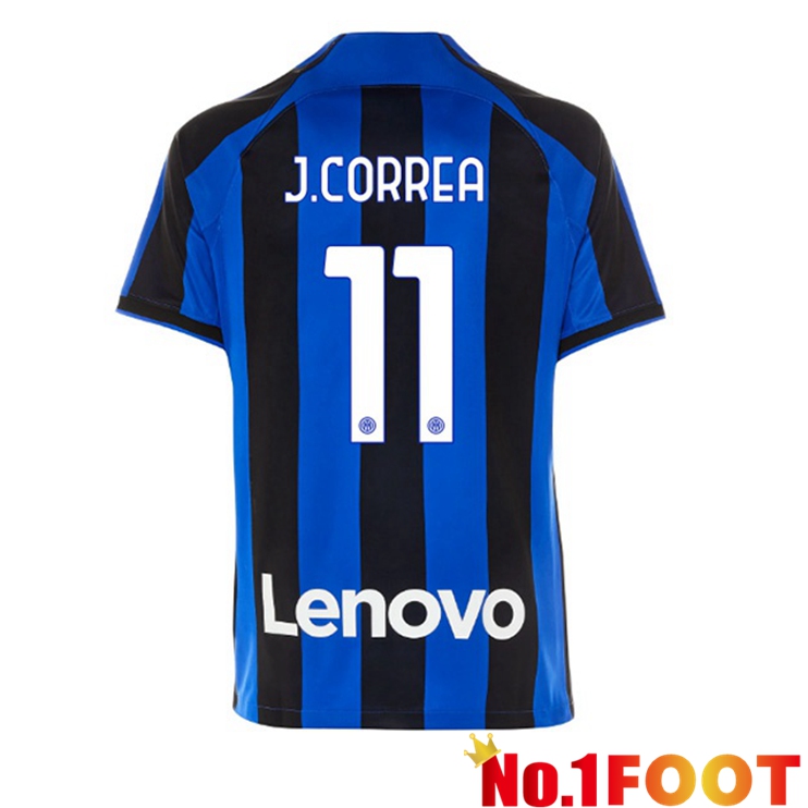 Inter Milan (J. CORREA 11) Soccer Jersey Home Black Blue 2022/2023