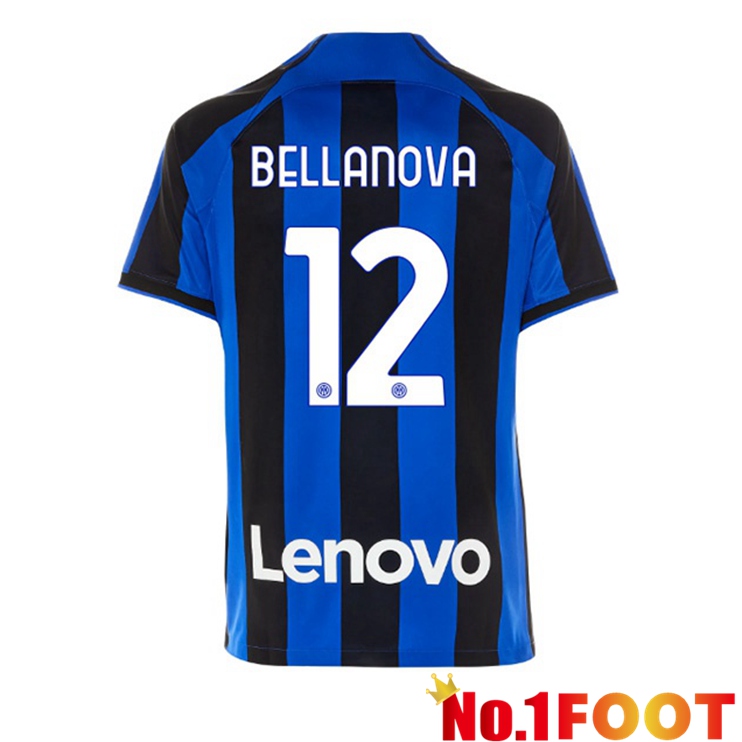 Inter Milan (BELLANOVA 12) Soccer Jersey Home Black Blue 2022/2023