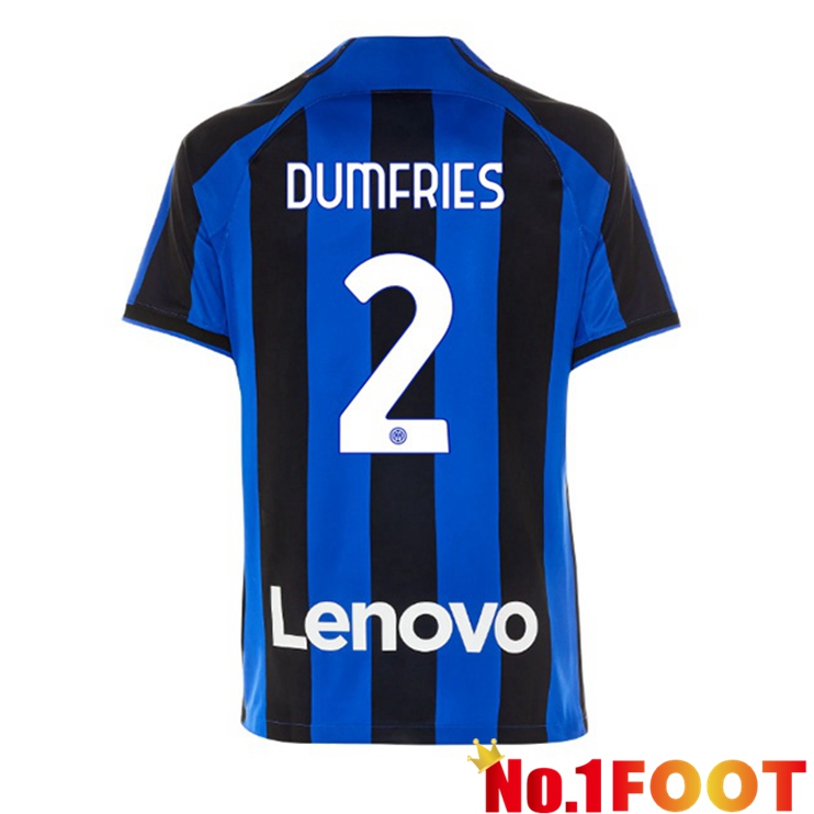 Inter Milan (DUMFRIES 2) Soccer Jersey Home Black Blue 2022/2023