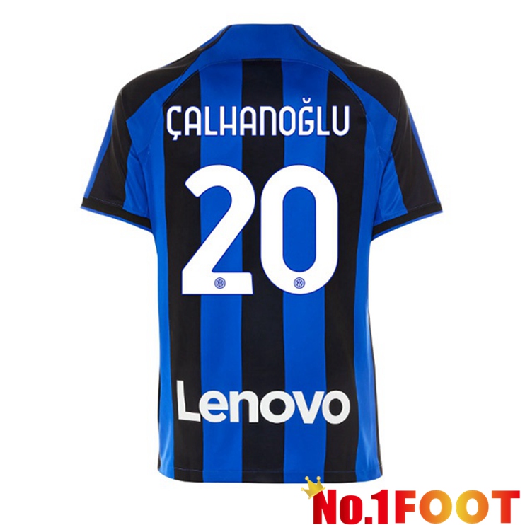 Inter Milan (ÇALHANOĞLU 20) Soccer Jersey Home Black Blue 2022/2023